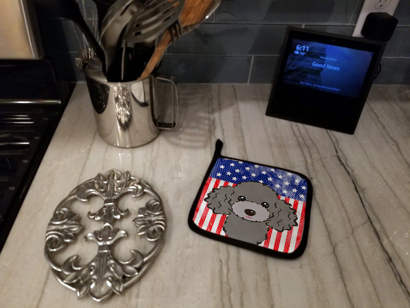American Flag and Silver Gray Poodle Pot Holders - Set of 2 - Heat-Resistant Kitchen Essentials BB2189PTHD