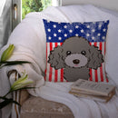 American Flag and Silver Gray Poodle Throw Pillow - 14x14 Decorative Pillow – Art for Your Home & Patio BB2189PW1414