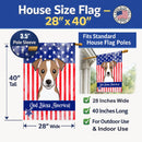 American Flag and Jack Russell Terrier House Flag 28x40 Porch Sleeve Pole Decorative Outside Yard Banner Artwork Wall Hanging, Polyester