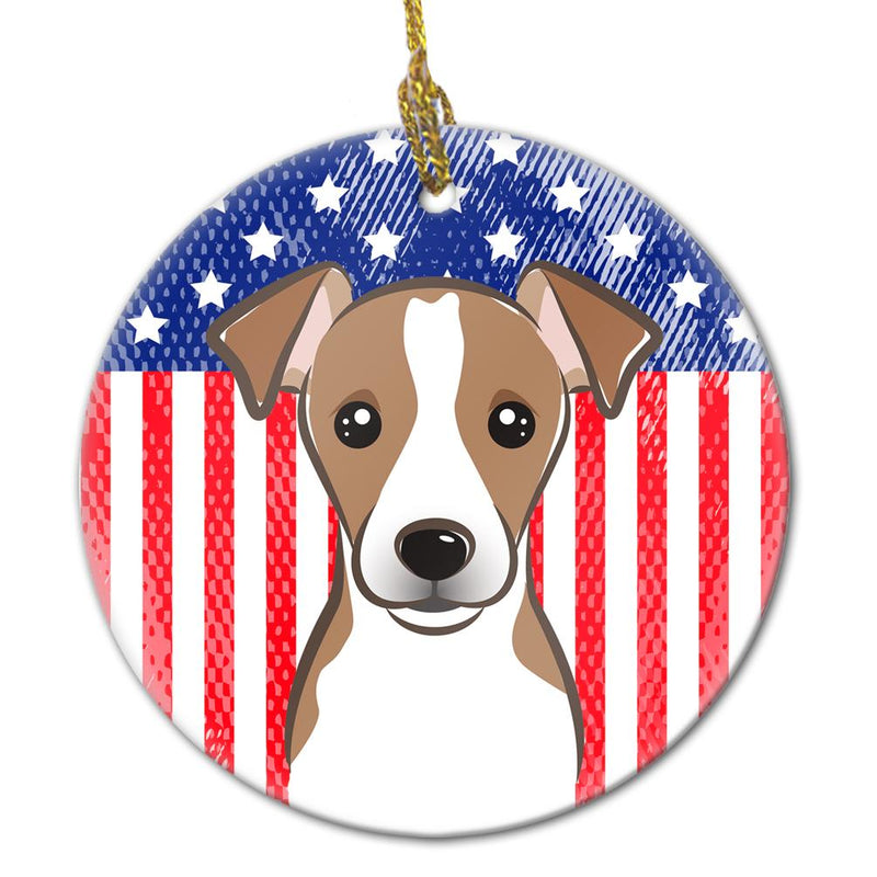 American Flag and Jack Russell Terrier Ceramic Ornament BB2190CO1