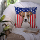 American Flag and Jack Russell Terrier Throw Pillow - 14x14 Decorative Pillow – Art for Your Home & Patio BB2190PW1414