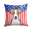 American Flag and Jack Russell Terrier Throw Pillow - 14x14 Decorative Pillow – Art for Your Home & Patio BB2190PW1414