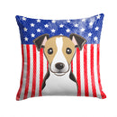 American Flag and Jack Russell Terrier Throw Pillow - 14x14 Decorative Pillow – Art for Your Home & Patio BB2191PW1414