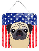 American Flag and Fawn Pug Wall or Door Hanging Prints BB2192DS66
