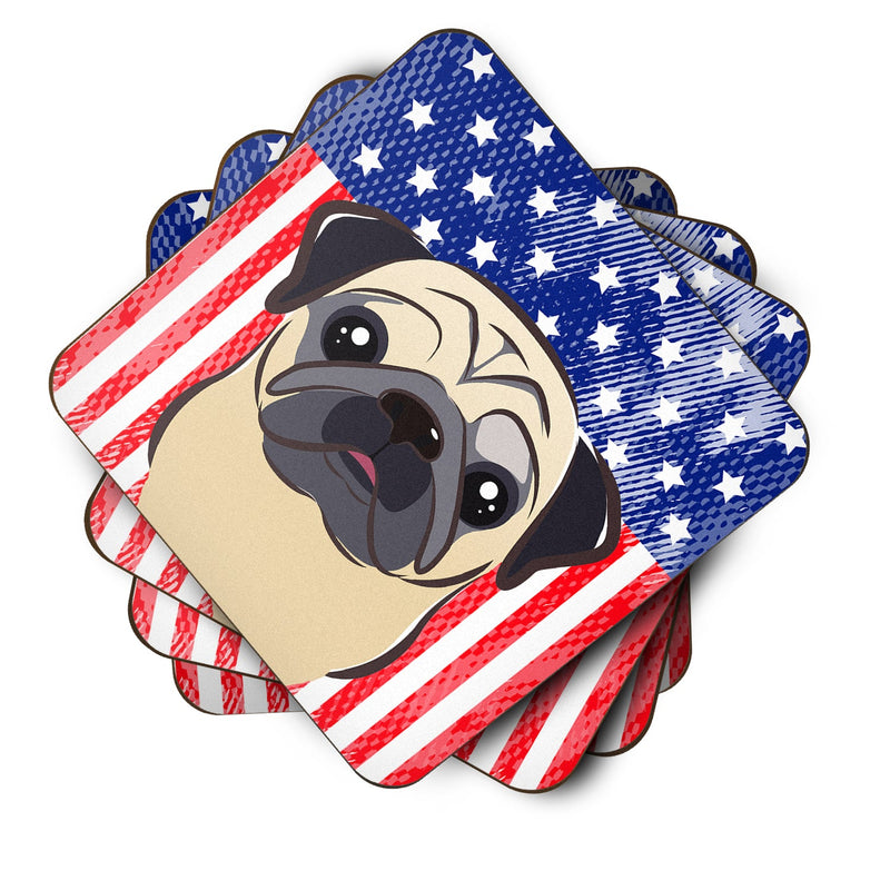 American Flag and Fawn Pug Foam Coaster