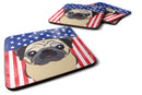 American Flag and Fawn Pug Foam Coaster