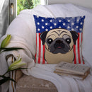 American Flag and Fawn Pug Throw Pillow - 14x14 Decorative Pillow – Art for Your Home & Patio BB2192PW1414