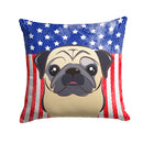 American Flag and Fawn Pug Throw Pillow - 14x14 Decorative Pillow – Art for Your Home & Patio BB2192PW1414