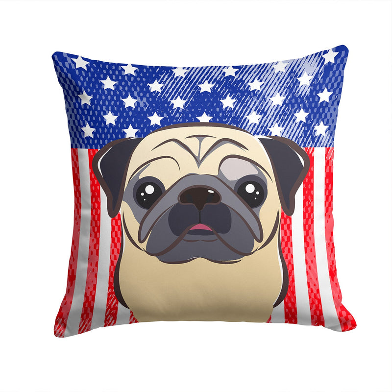 American Flag and Fawn Pug Throw Pillow - 14x14 Decorative Pillow – Art for Your Home & Patio BB2192PW1414