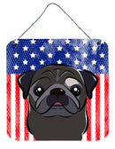 American Flag and Black Pug Wall or Door Hanging Prints BB2193DS66