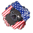 American Flag and Black Pug Foam Coaster