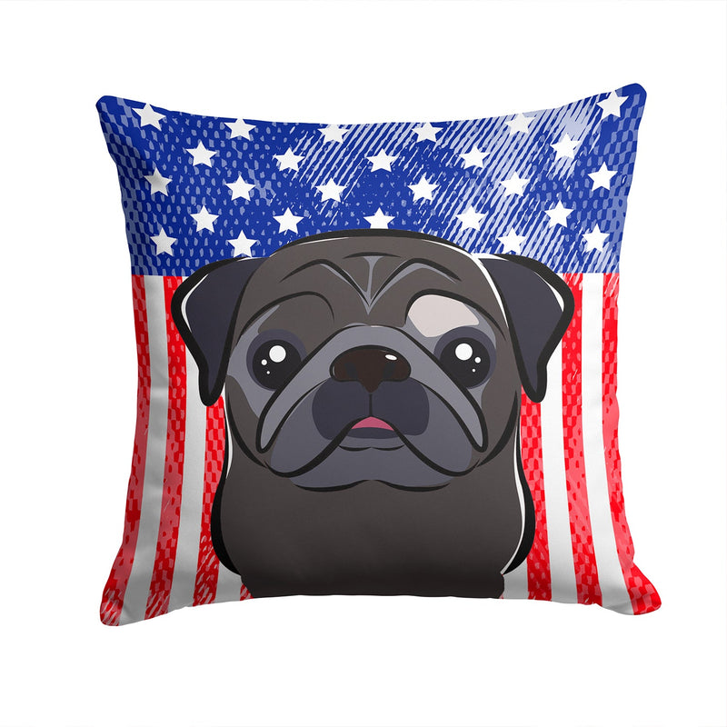 American Flag and Black Pug Throw Pillow - 14x14 Decorative Pillow – Art for Your Home & Patio BB2193PW1414