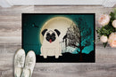 Halloween Scary Pug Cream Doormat Indoor Outdoor 24H X 36W Front Door Mat Rugs for Entryway, Non Slip Washable Low Pile,
