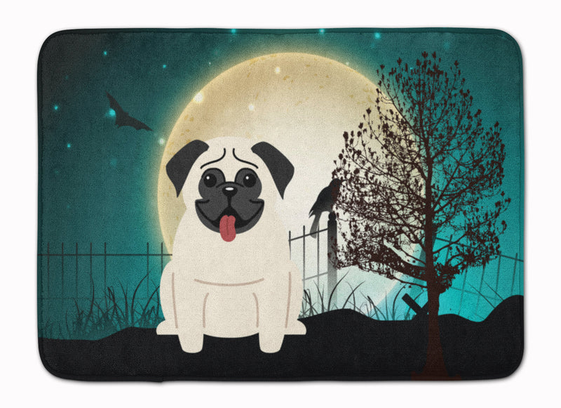 Halloween Scary Pug Cream Machine Washable Memory Foam Mat BB2194RUG