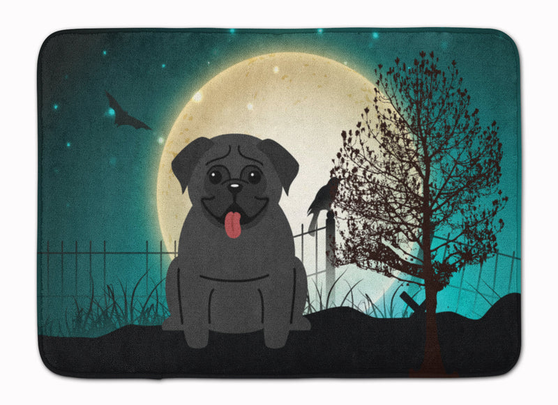 Halloween Scary Pug Black Machine Washable Memory Foam Mat BB2196RUG