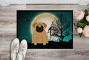 Halloween Scary Pug Brown Doormat Indoor Outdoor 24H X 36W Front Door Mat Rugs for Entryway, Non Slip Washable Low Pile,