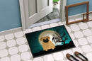 Halloween Scary Pug Brown Doormat Indoor Outdoor 24H X 36W Front Door Mat Rugs for Entryway, Non Slip Washable Low Pile,