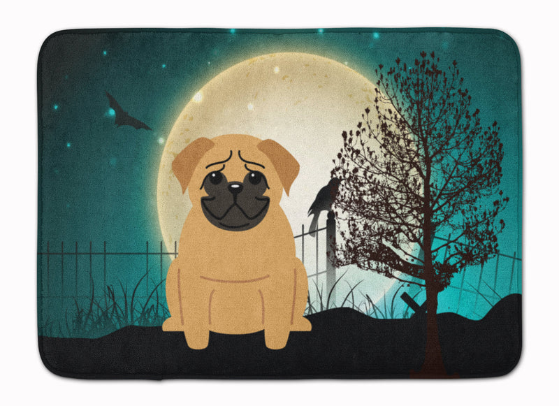 Halloween Scary Pug Brown Machine Washable Memory Foam Mat BB2197RUG