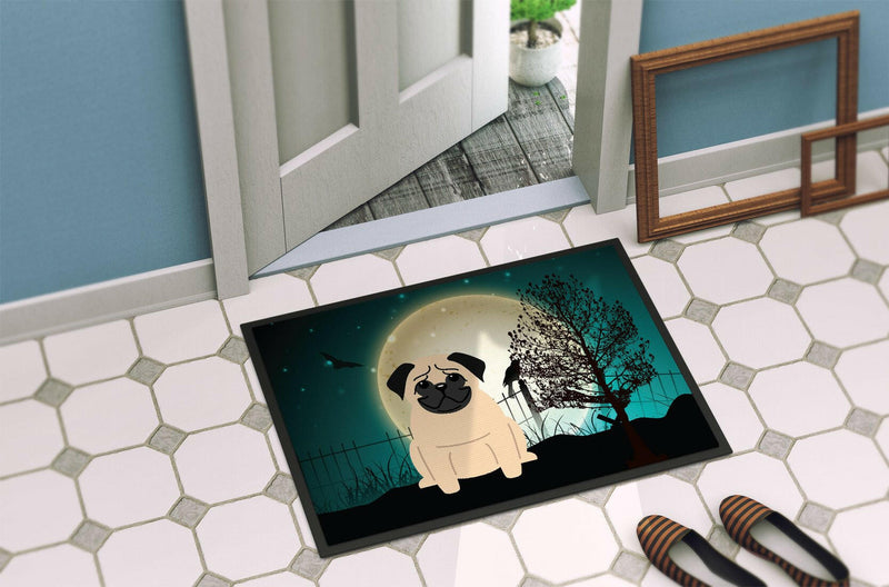 Halloween Scary Pug Fawn Indoor or Outdoor Mat 24x36 BB2198JMAT