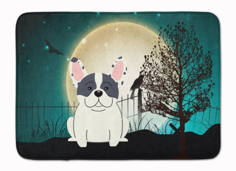 Halloween Scary French Bulldog Piebald Machine Washable Memory Foam Mat BB2201RUG