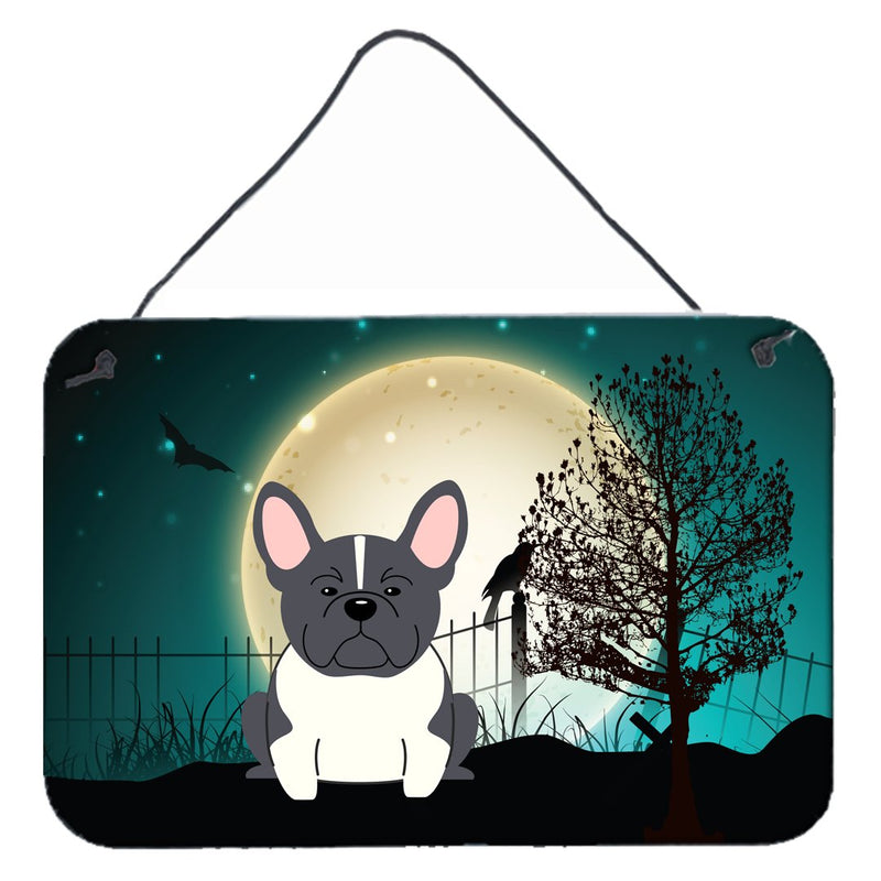 Halloween Scary French Bulldog Black White Wall or Door Hanging Prints BB2202DS812