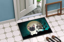 Halloween Scary French Bulldog Black White Doormat Indoor Outdoor 24H X 36W Front Door Mat Rugs for Entryway, Non Slip Washable Low Pile,