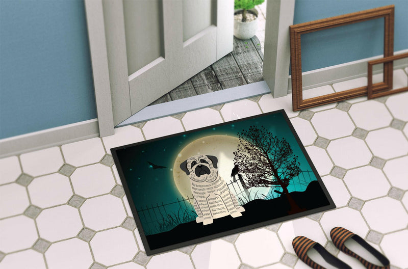 Halloween Scary Mastiff Brindle White Indoor or Outdoor Mat 24x36 BB2206JMAT