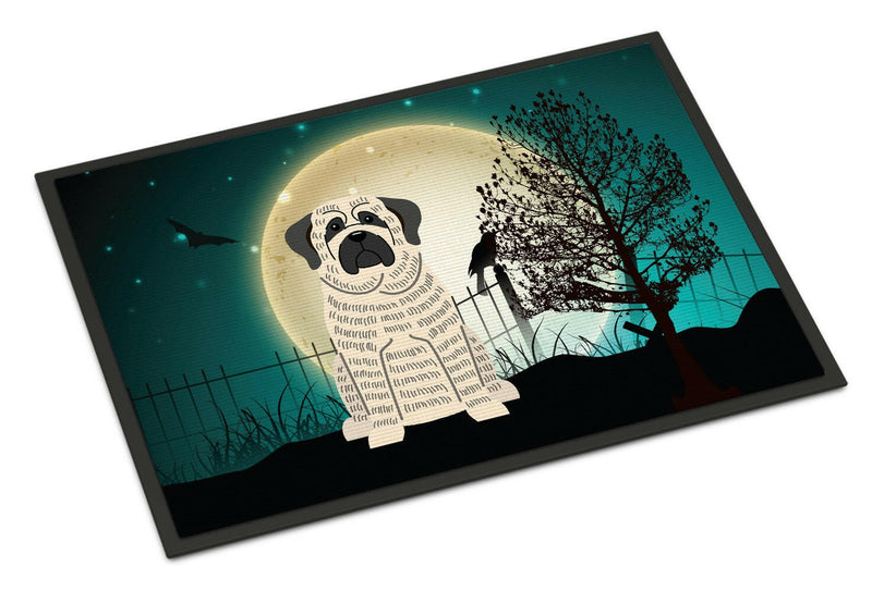 Halloween Scary Mastiff Brindle White Indoor or Outdoor Mat 24x36 BB2206JMAT