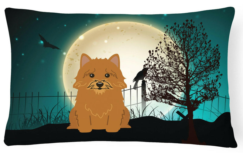 Halloween Scary Norwich Terrier Canvas Fabric Decorative Pillow BB2210PW1216