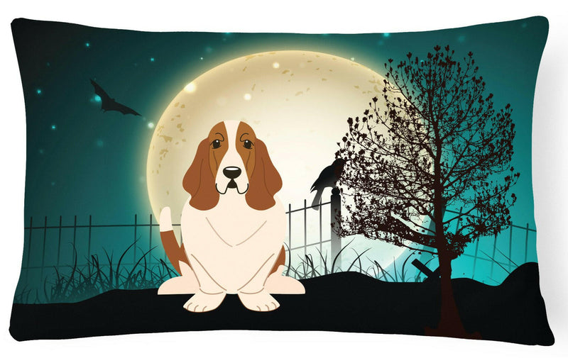 Halloween Scary Basset Hound Canvas Fabric Decorative Pillow BB2211PW1216