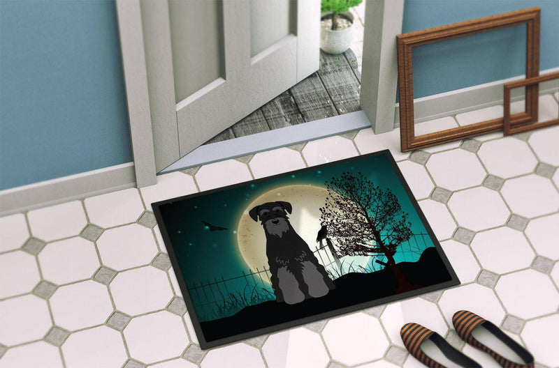 Halloween Scary Standard Schnauzer Black Indoor or Outdoor Mat 24x36 BB2222JMAT