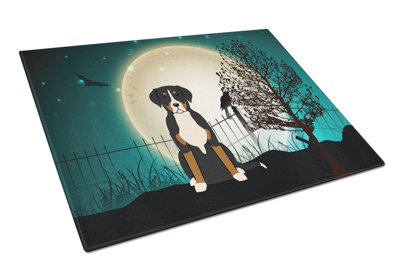 Halloween Scary Greater Swiss Mountain Dog Glass Cutting Boards – Durable, Decorative Kitchen Art Large BB2227LCB