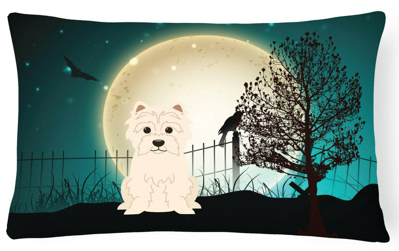 Halloween Scary Westie Canvas Fabric Decorative Pillow BB2232PW1216