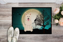 Halloween Scary White German Shepherd Doormat Indoor Outdoor 24H X 36W Front Door Mat Rugs for Entryway, Non Slip Washable Low Pile,