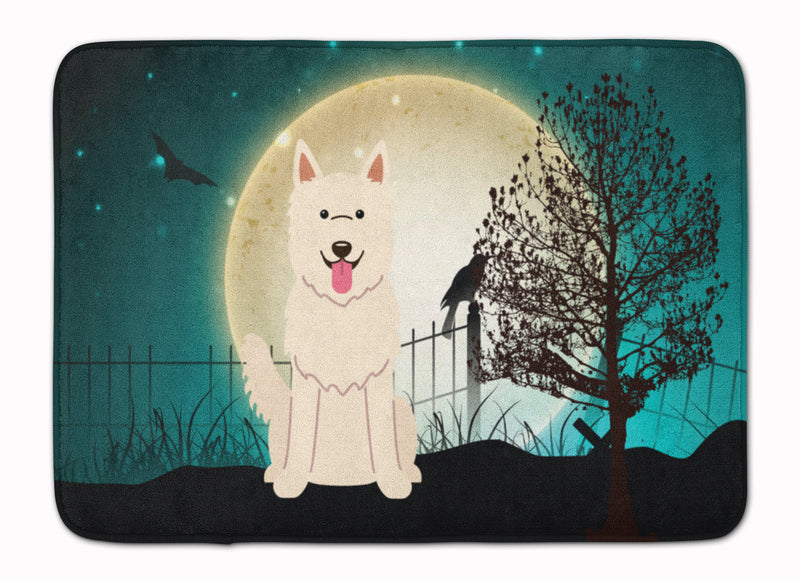 Halloween Scary White German Shepherd Machine Washable Memory Foam Mat BB2235RUG