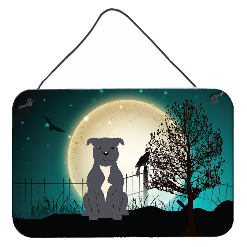 Halloween Scary Staffordshire Bull Terrier Blue Wall or Door Hanging Prints BB2236DS812