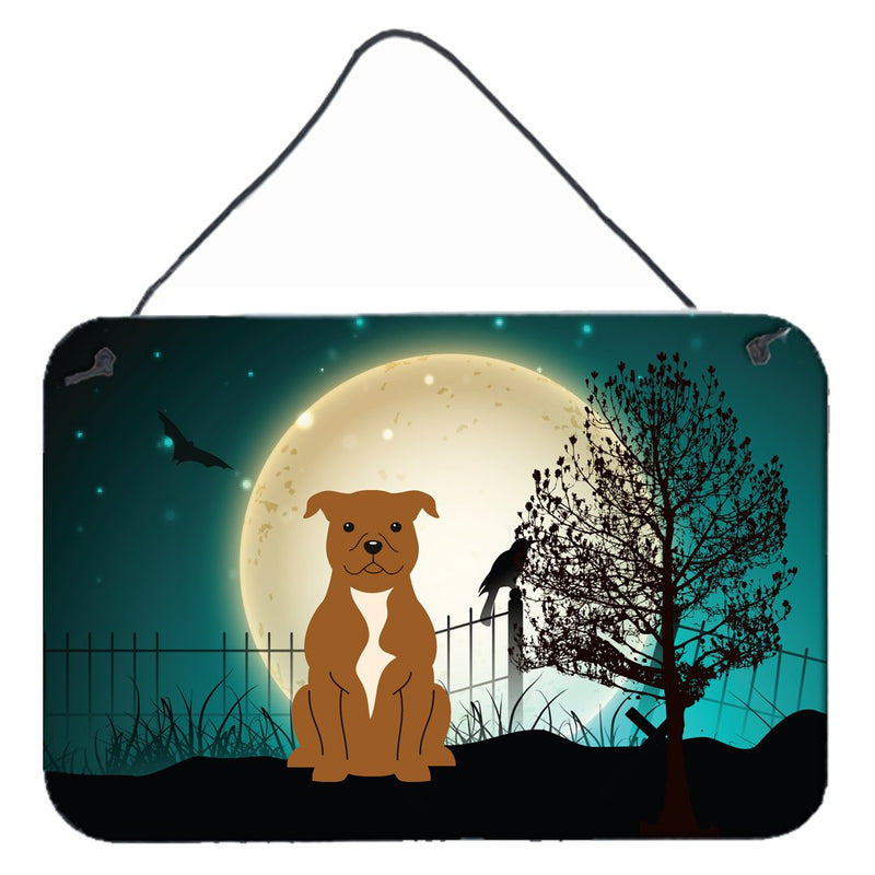 Halloween Scary Staffordshire Bull Terrier Brown Wall or Door Hanging Prints BB2237DS812