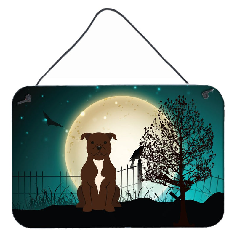 Halloween Scary Staffordshire Bull Terrier Chocolate Wall or Door Hanging Prints BB2238DS812