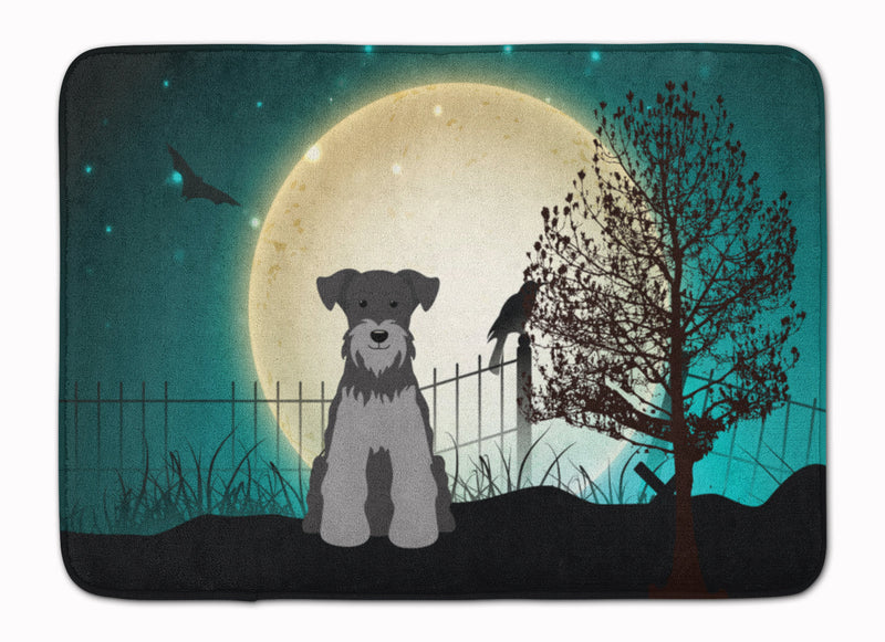 Halloween Scary Miniature Schanuzer Black Silver Machine Washable Memory Foam Mat BB2242RUG