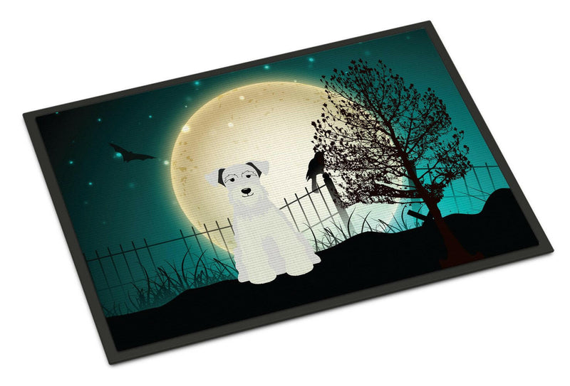 Halloween Scary Miniature Schanuzer White Indoor or Outdoor Mat 24x36 BB2243JMAT