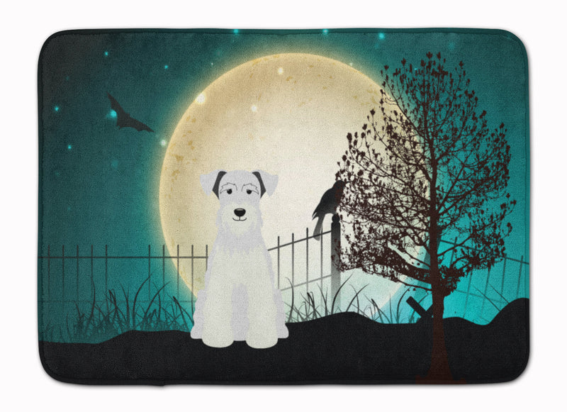 Halloween Scary Miniature Schanuzer White Machine Washable Memory Foam Mat BB2243RUG