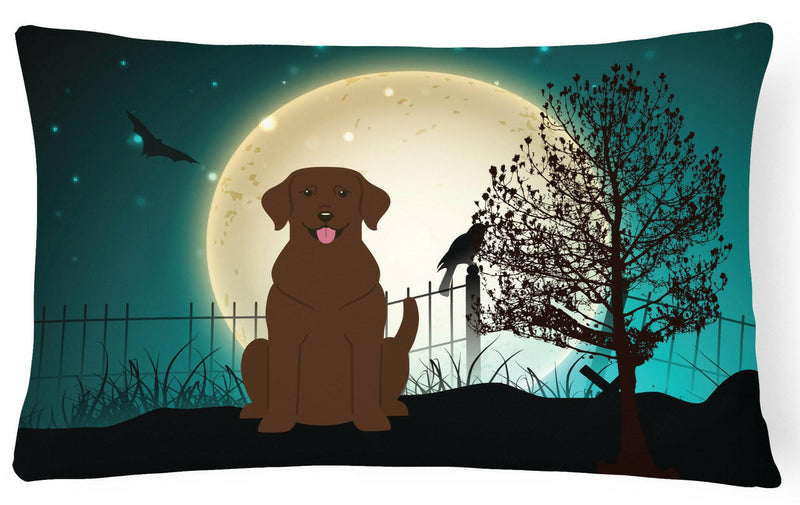 Halloween Scary Chocolate Labrador Canvas Fabric Decorative Pillow BB2246PW1216