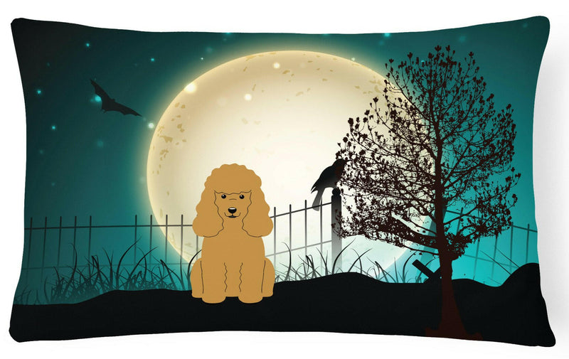 Halloween Scary Poodle Tan Canvas Fabric Decorative Pillow BB2259PW1216