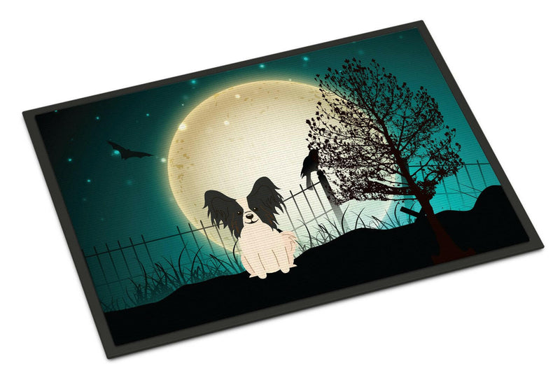 Halloween Scary Papillon Black White Indoor or Outdoor Mat 24x36 BB2266JMAT