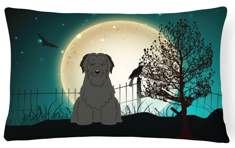 Halloween Scary Briard Black Canvas Fabric Decorative Pillow BB2271PW1216