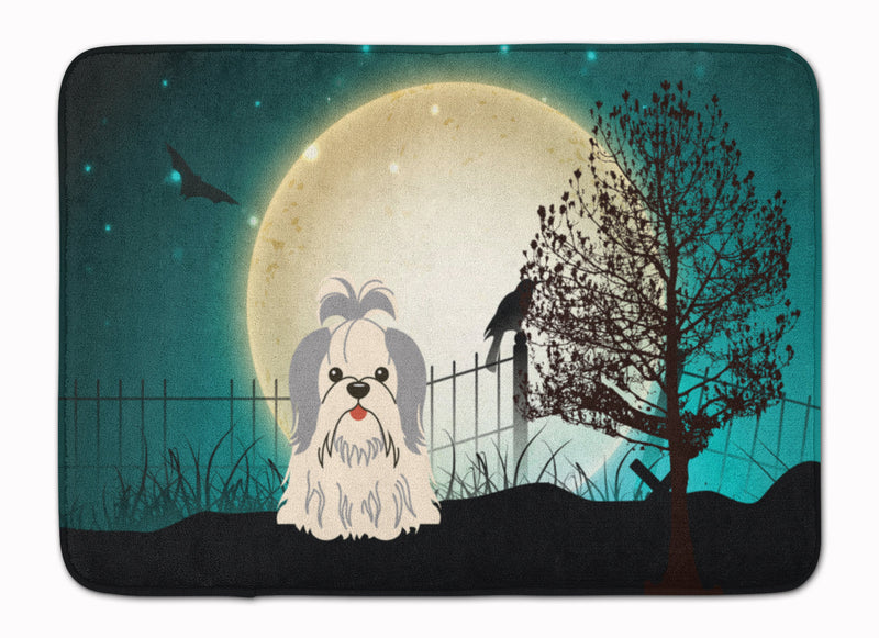 Halloween Scary Shih Tzu Silver White Machine Washable Memory Foam Mat BB2275RUG