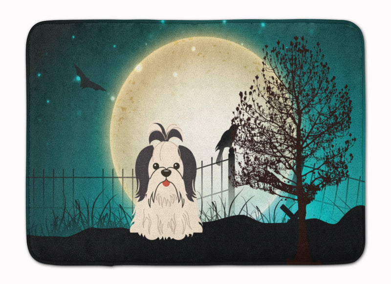 Halloween Scary Shih Tzu Black White Machine Washable Memory Foam Mat BB2278RUG