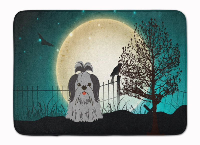 Halloween Scary Shih Tzu Black Silver Machine Washable Memory Foam Mat BB2279RUG