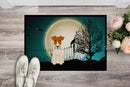 Halloween Scary Wire Fox Terrier Doormat Indoor Outdoor 24H X 36W Front Door Mat Rugs for Entryway, Non Slip Washable Low Pile,