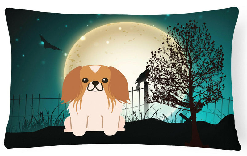 Halloween Scary Pekingnese Red White Canvas Fabric Decorative Pillow BB2293PW1216